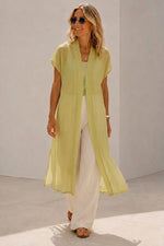 Casual Cotton Cardigan With Pearl-embellished Cuffs