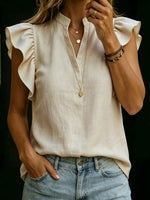 Women's Retro Ruffled Sleeveless Shirt