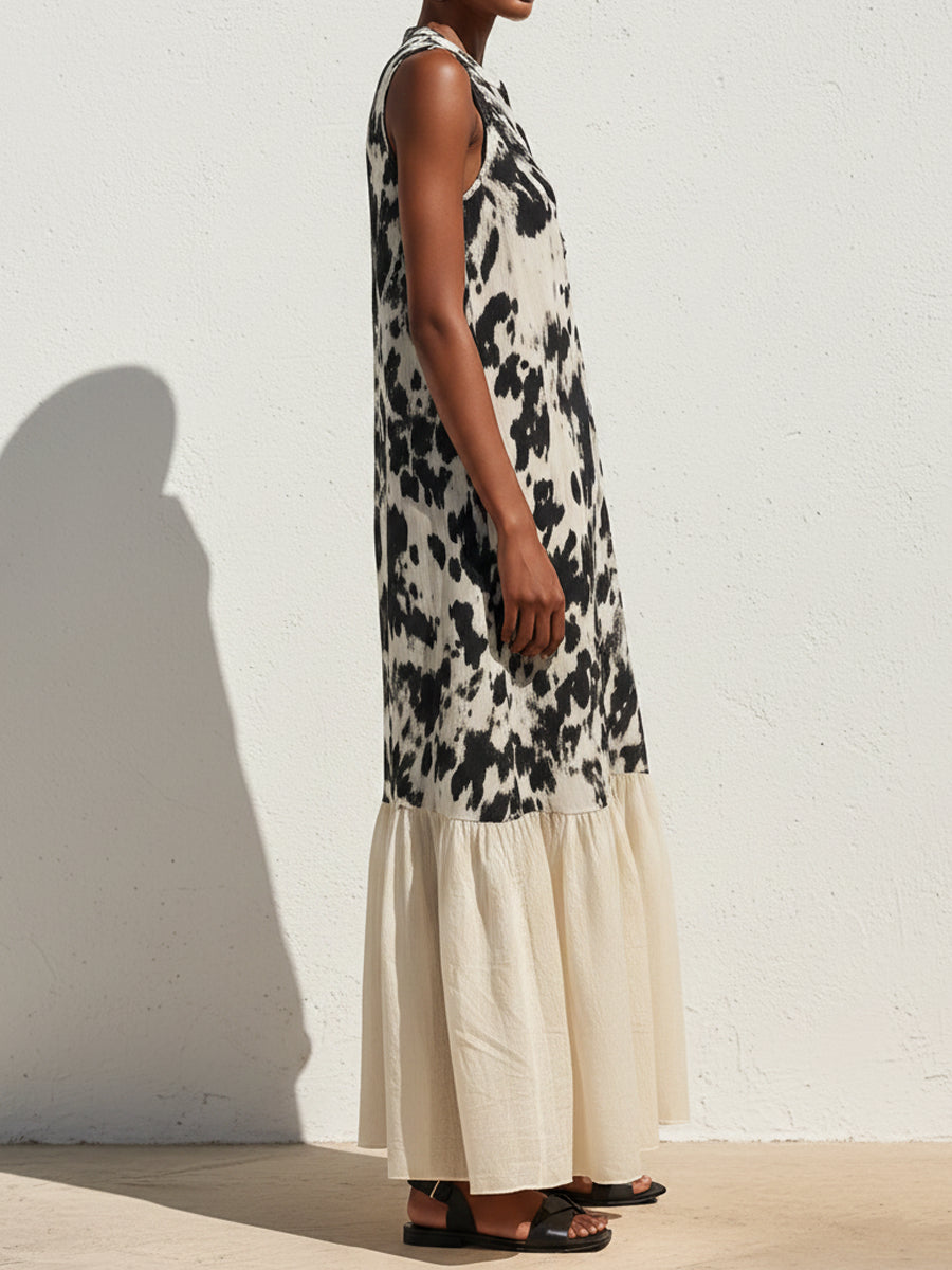 Tie-dye Tiered Linen-cotton Maxi Dress