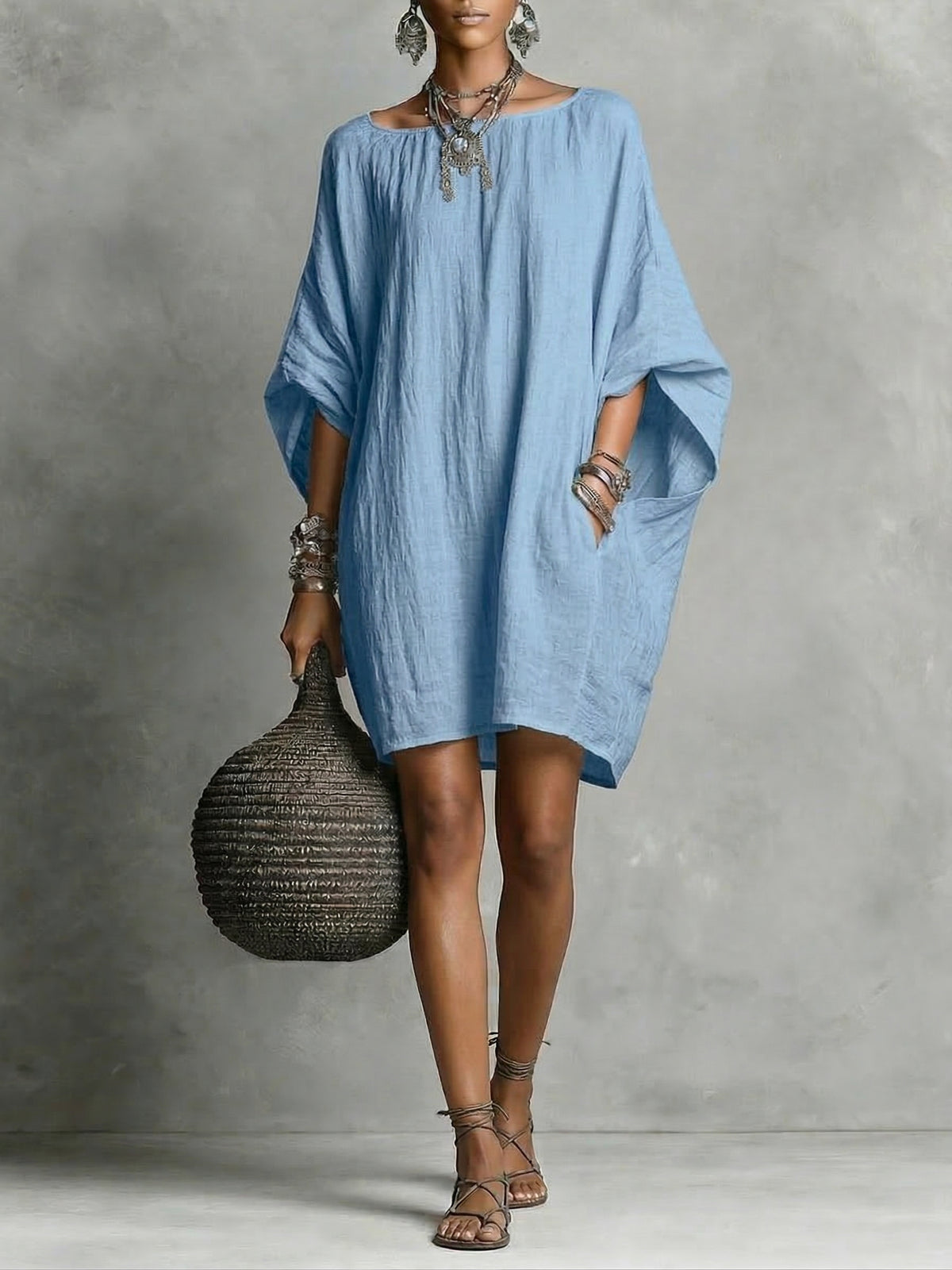 Abito casual in cotone e lino