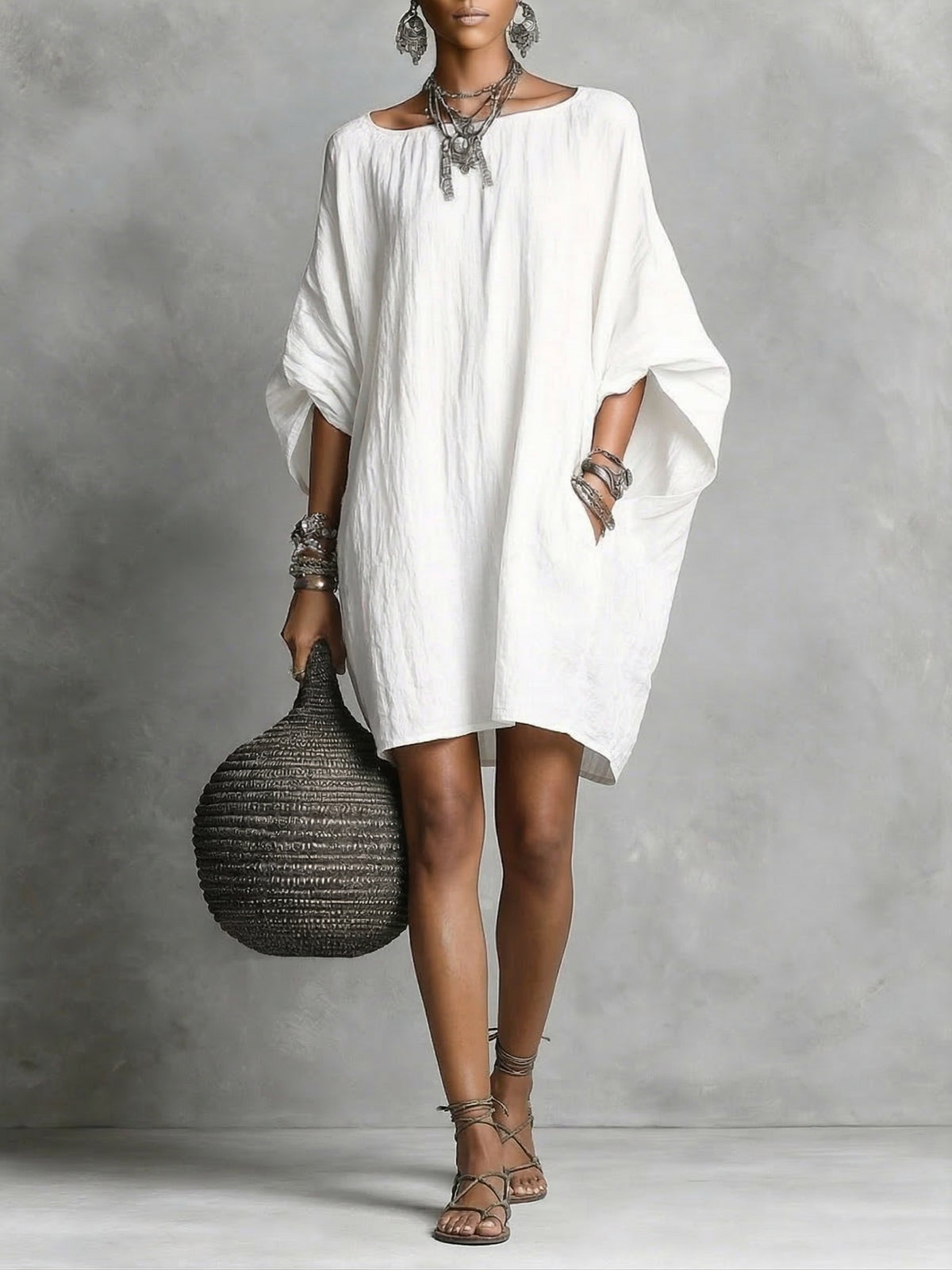 Abito casual in cotone e lino