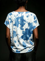 Casual & Cozy Cotton Top With Artistic Print And Cowl Neck