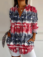 Women's 250th Independence Day Patterns Printed Casual Cotton Shirt
