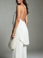 Women's Solid Color Pleated Vacation Two-piece Set