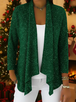 Cardigan in maglia scintillante con orlo irregolare, dallo stile retrò-elegante.
