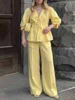 Women's Casual Cotton And Linen Set