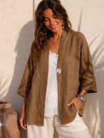 Casual Loose-fit Linen-blend Cardigan