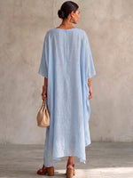Artistic Iris-print Cotton-linen Blend Dress