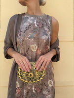 Women's Two-piece Set: Retro Botanical Print Sleeveless Cotton-linen Dress And Loose-fit Jacket
