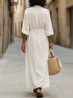 Women's Solid Color Elegant Art Casual Long Sleeve Maxi Dress
