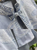 Stylish Casual Jacquard Denim Vest