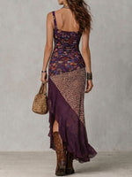 Women's Printed Paneled Asymmetrical Strappy Dress