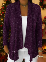 Cardigan in maglia scintillante con orlo irregolare, dallo stile retrò-elegante.