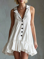 Women's Sleeveless Lapel Detail Mini Dress
