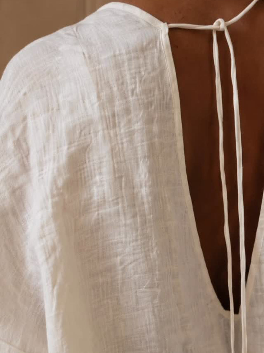 The New Minimalist — Backless Cotton-Linen Shirt