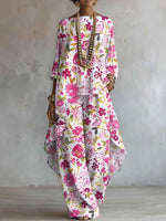 Elegant Floral Pattern Print Two-piece Set