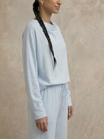 Draped Cowl Neck Loose Fit Long Sleeve Top & High Waist Drawstring Wide Leg Pants Vacation Home Wear 2 Piece Co-ord Set