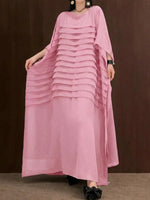 O-Neck Ankle Dress Batwing Sleeve