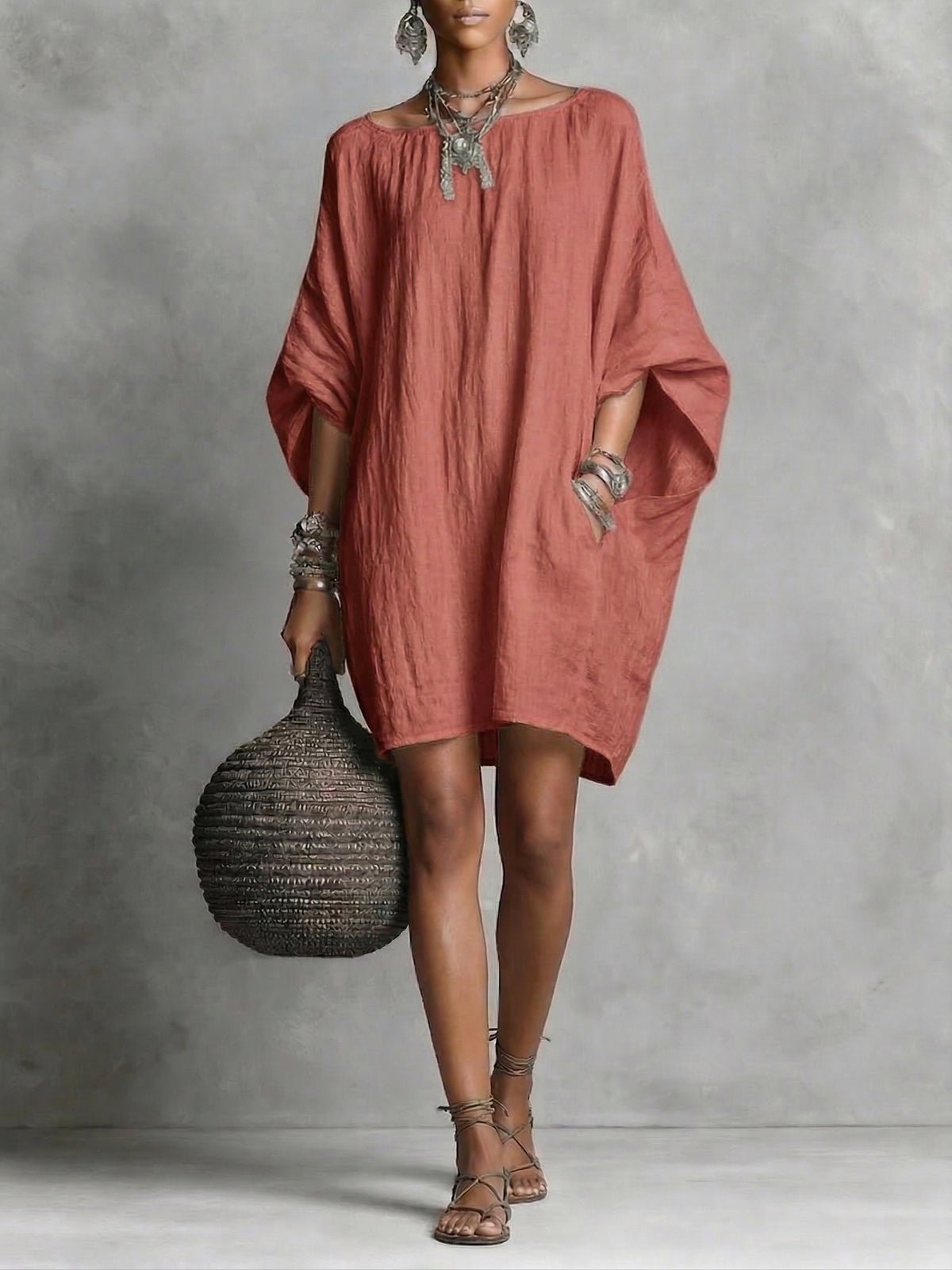 Abito casual in cotone e lino