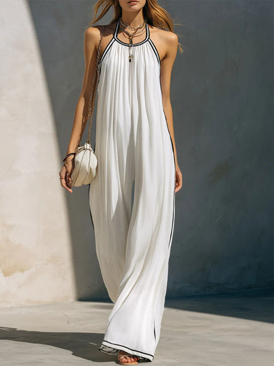 Women's White Chiffon Jumpsuit