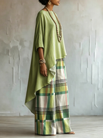 Elegant & Artistic Abstract Plaid-line Two-piece Set