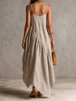 Striped Asymmetrical Bohemian Maxi Dress