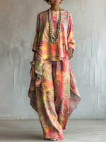 Elegant & Artistic Floral Line-art Two-piece Set