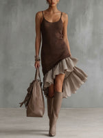 Women's Sleeveless Ruffle Splicing Dress