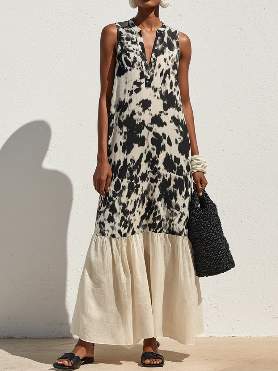 Tie-dye Tiered Linen-cotton Maxi Dress