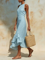 Women's Sleeveless Dress With Ruffled Hem