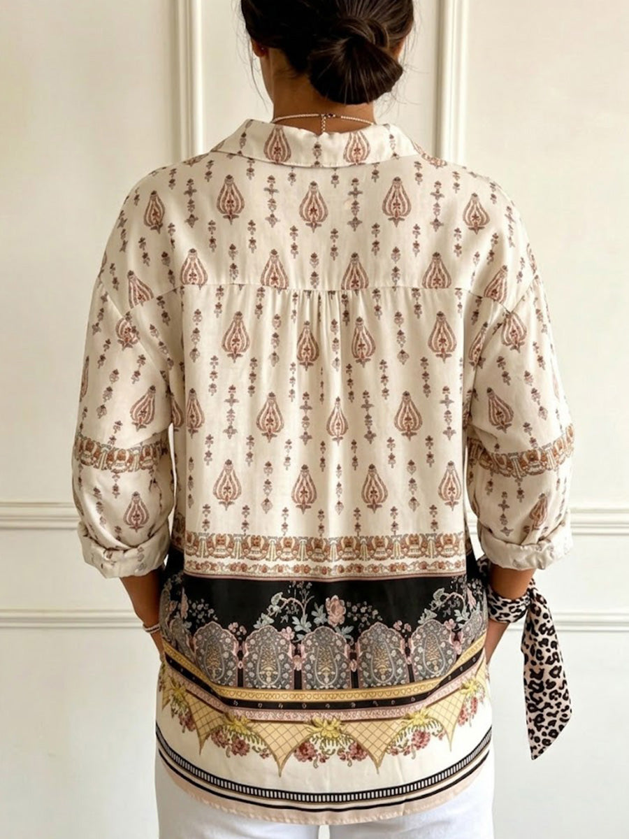 Women's Vintage-style Long-sleeve Casual Shirt — Retro Totem Print