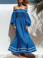 Women's Retro Polka Dot Pattern Art Print Casual Off-shoulder Cotton Dress