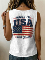 Independence Day Made In Usa Decorative Patterns Women's No Sleeve Cotton Shirt
