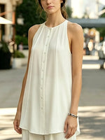 Women QuietFluid Resort Pleated Top & Wide-Leg Pants Set