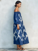 Bohemian Artistic Print Linen And Cotton Strappy Dress