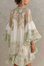 Stylish And Cozy Art-print Chiffon Dress