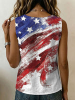Independence Day American Flag Decorative Pattern Women's No Sleeve Cotton Shirt