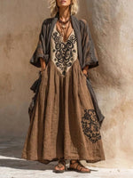 Boho Retro Loose Linen Cotton Two-piece Set