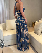 Elegant Artistic Print Fitted Stretch Mesh Dress