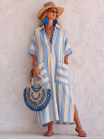 Cozy Classic Striped Cotton-linen Dress