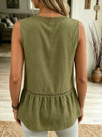 Women's Casual Solid Color V-neck Bohemian Sleeveless Top