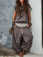 Loose-fit Casual Cotton Hoodie And Pants Two-piece Set