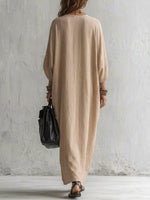 Women's Ethnic Pattern Art Print Casual Cotton Linen Maxi Dress