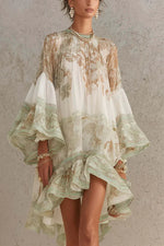 Stylish And Cozy Art-print Chiffon Dress