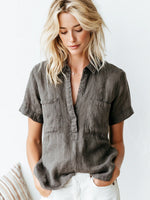 Classic Casual Linen And Cotton Short-sleeve Shirt