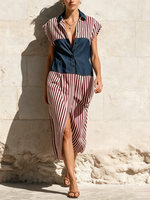 Striped Denim Yoke Shirt Dress