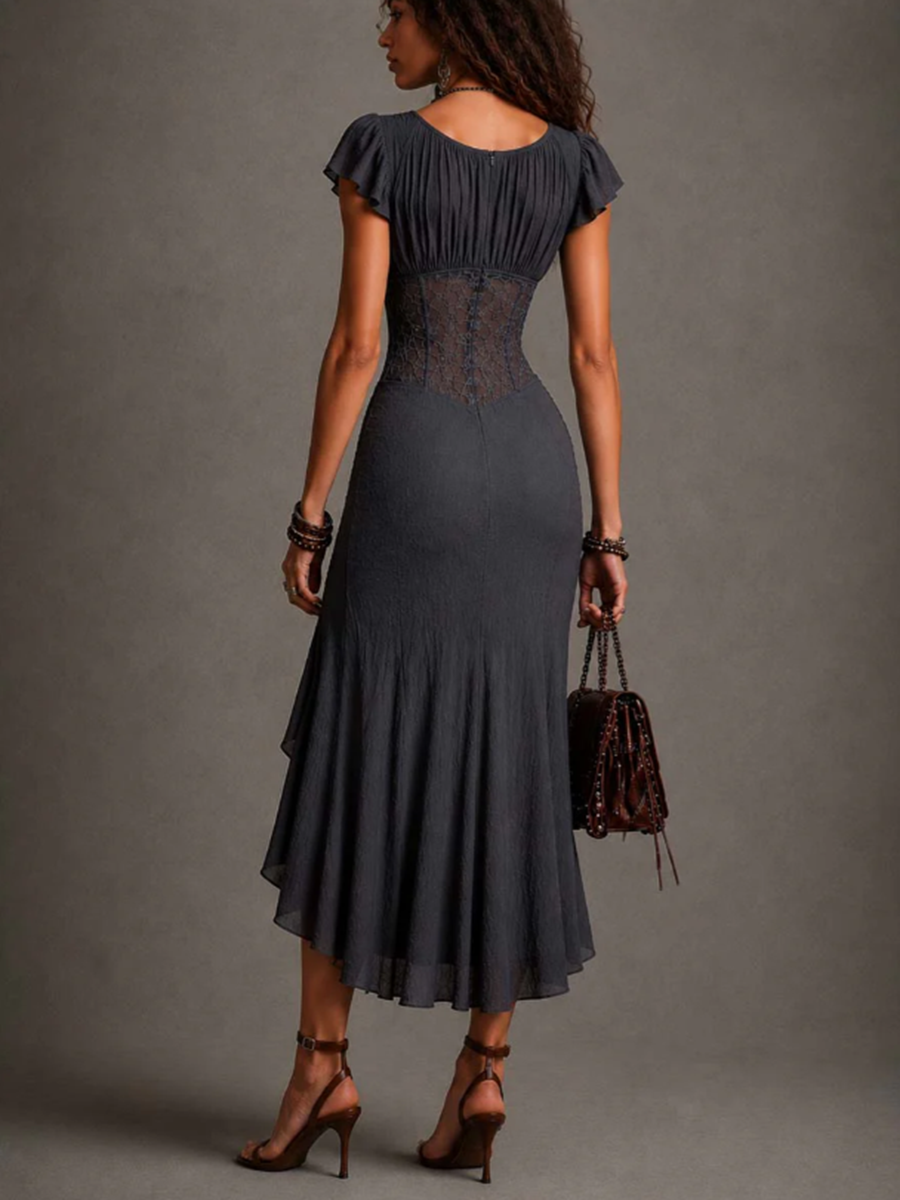 Artistic Cut Sexy Boho Slim-fit Lace-paneled Dress