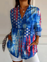 Women's 250th Independence Day Patterns Printed Casual Cotton Shirt