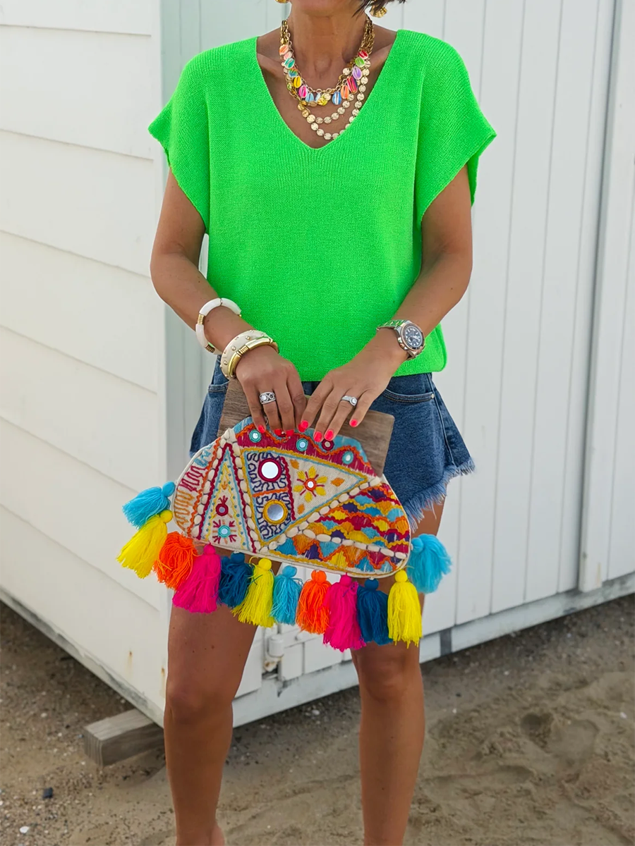 Sexy Boho Stand-collar Slim-fit Top
