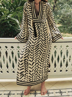 Women's Retro Abstract Pattern Art Print Casual Stylish Cotton Dress